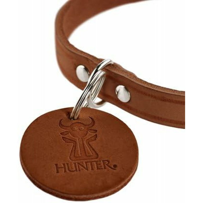 Hunter Collar Aalborg S Cuero de Vaca Cognac Tamaño Cuello 32-38 cm con Colgante, Robusto y Elegante