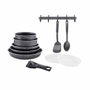 Art & Cuisine Batería de cocina de 10 piezas, Aluminio, Negro
