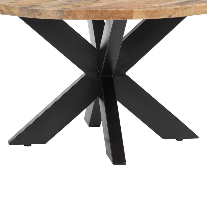 Mesa Centro Natural-Negro Madera-Hierro 80 X 80 X 45 cm