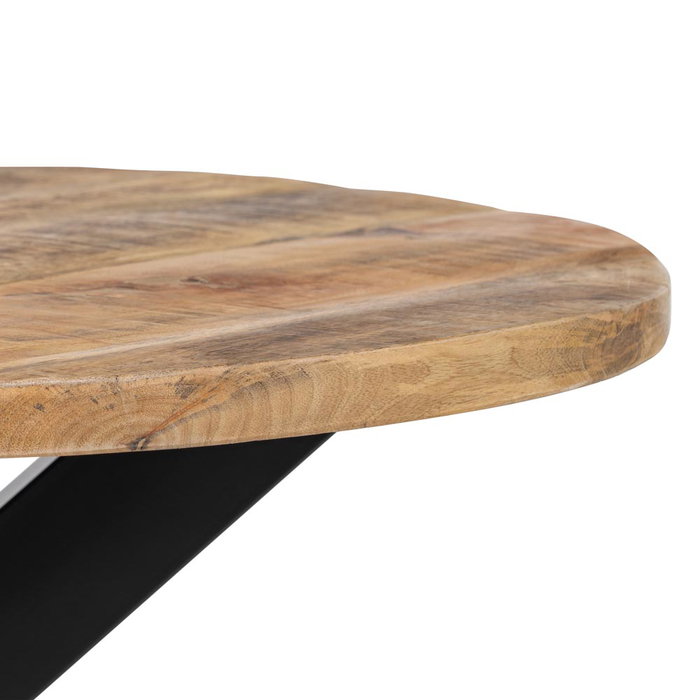 Mesa Centro Natural-Negro Madera-Hierro 80 X 80 X 45 cm