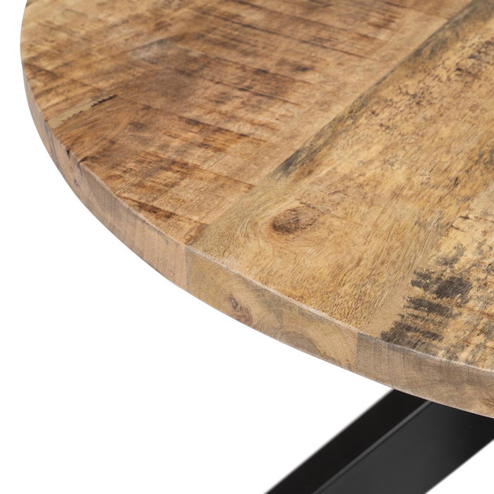 Mesa Centro Natural-Negro Madera-Hierro 80 X 80 X 45 cm