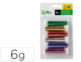 Liderpapel Purpurina Biodegradable Colores Metálicos Surtidos Blíster de 6 Unidades de 6g