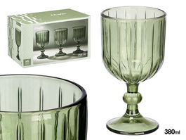Vivalto Copa Vino Rayas 380 ml Verde 9x16.4x9 cm (Set de 24)