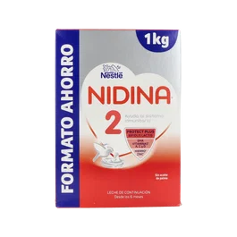 Nidina 2 Premium Formato Ahorro Leche de Continuación en Polvo para Bebés de 6 a 12 Meses, 1 Kg