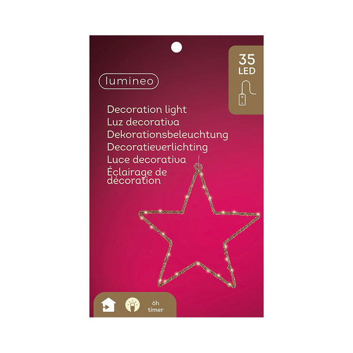 Lumineo Estrella led decorativa dorada metal interior luz cálida 38 x 38 cm