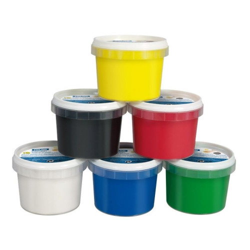 Milan Maletín 6 Tarros de Pintura para Dedos 100 ml Colores Vivos y Brillantes, Lavable - Artículo 5906