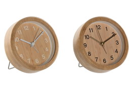 DKD Home Decor Reloj Despertador de Bambú, Pack de 2 unidades surtidas