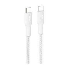 Belkin CAB025hq3MWH Cable USB-C a USB-C 240W 3m Trenzado Blanco - Compatible con MacBook, iPhone, iPad, Google Pixel y Más