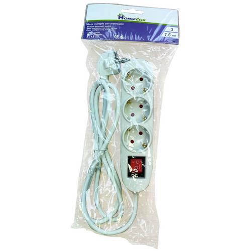 Homelux Base Múltiple con Interruptor 3 Tomas y Cable 1,5m 3x1,5mm Homelux Base Múltiple con Interruptor 3 Tomas y Cable 1,5m 3x1,5mm