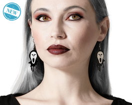 Pendientes de Fantasma Blanco y Negro para Halloween - Accesorio de Disfraz para Niños y Adultos - Novedad 2025