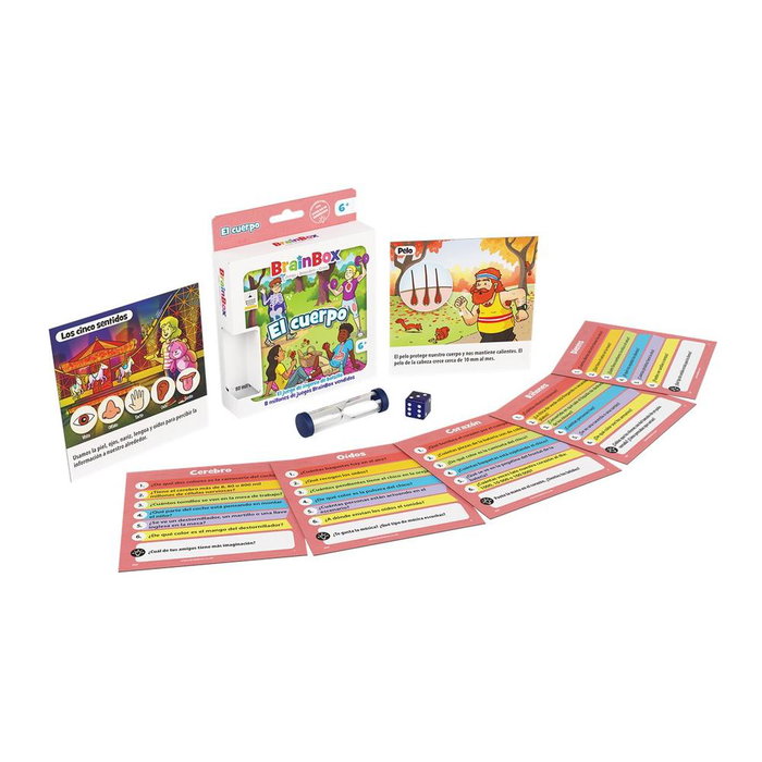 Beezerwizzer Studio BrainBox Pocket El Cuerpo - Juego de Cartas Educativo sobre el Cuerpo Humano para Niños a partir de 6 años - Incluye Reloj de Arena y Dado - BZWBB05ES - Español