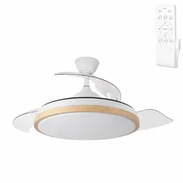 Ventilador DC Blanco/Haya 59W 6980lm 3000-4000-6000k 3 Velocidades Ajustables 6 Aspas Plegables 107cm