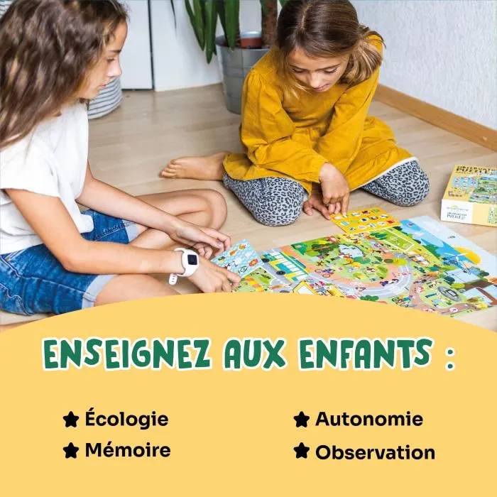 Adventerra GEO7640179640503 Juegos educativos Puzzle de observación Ciudad Verde Puzzle ecológico Descubrimiento ciudades sostenibles Póster incluido
