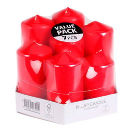 Basics Velas de Cera Roja Ø55 mm, Pack de 7 Velas con Alturas Diferentes (90mm, 100mm, 110mm, 120mm, 130mm, 140mm, 148mm)