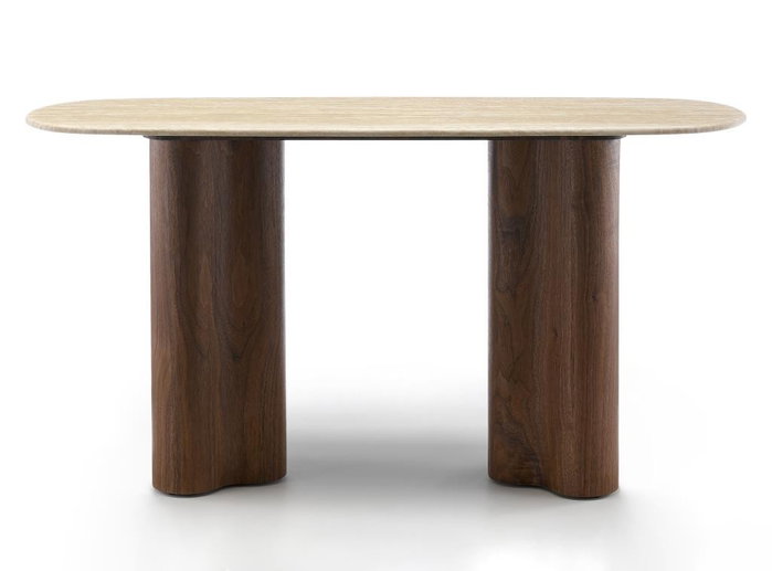DKD Home Decor Consola Moderno Marron Madera y Granito 150 x 78 x 40 cm