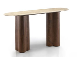 DKD Home Decor Consola Moderno Marron Madera y Granito 150 x 78 x 40 cm
