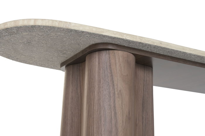 DKD Home Decor Consola Moderno Marron Madera y Granito 150 x 78 x 40 cm
