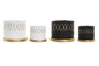 DKD Home Decor Set de 2 Macetas de Cemento Rugoso Blanco y Negro