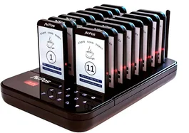 Avpos AVP-AC-T16 Avisador de clientes con 16 localizadores y base de carga, Negro