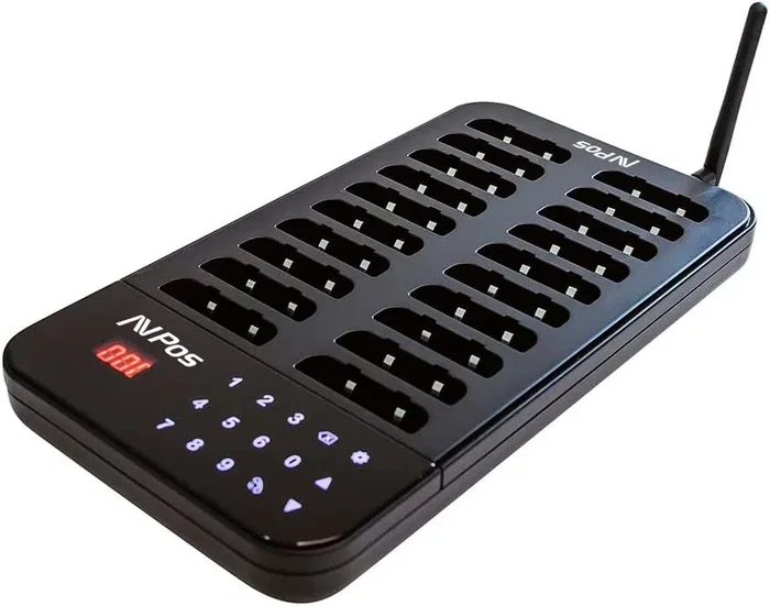 Avpos AVP-AC-T16 Avisador de clientes con 16 localizadores y base de carga, Negro