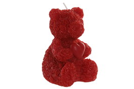 DKD Home Decor Vela de Cera con Diseño de Oso, Rojo, Fresa