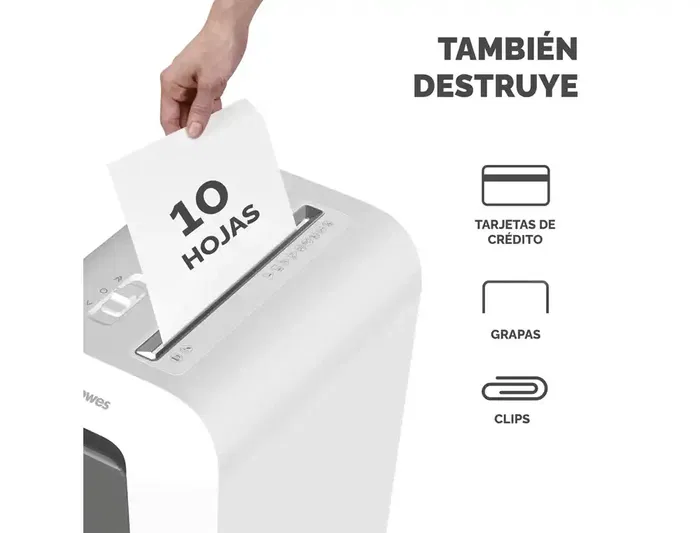 Destructora Fellowes Lx65 Blanco (10H Partic.) Nv.Seg.4- Particula 4X40Mm, Ancho 233Mm, Dep.22L