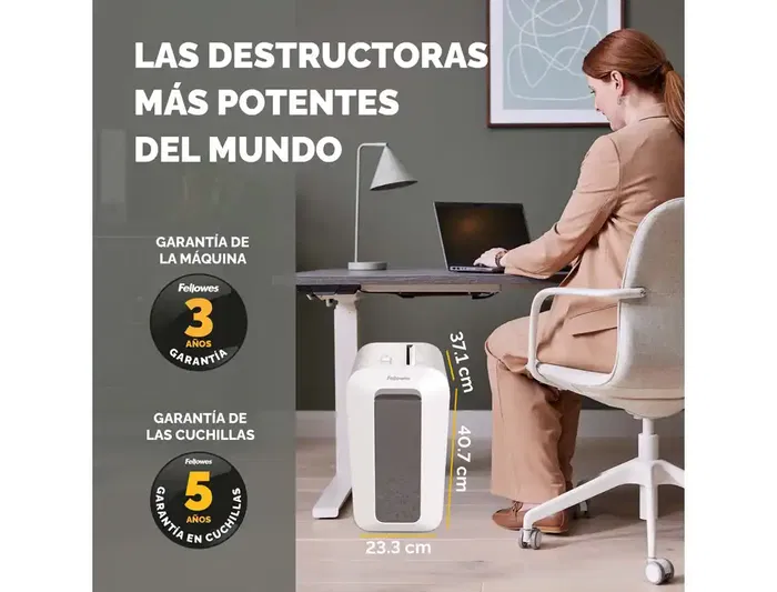 Destructora Fellowes Lx65 Blanco (10H Partic.) Nv.Seg.4- Particula 4X40Mm, Ancho 233Mm, Dep.22L
