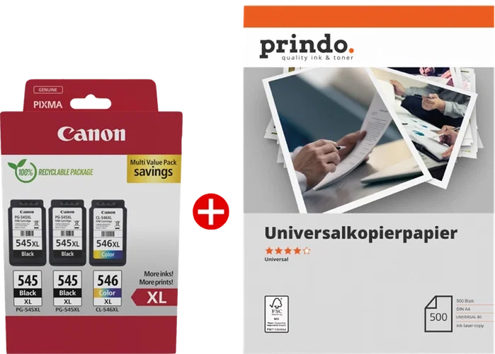 Canon PG-545XL+CL-546XL MCVP con Papel Prindo Universal