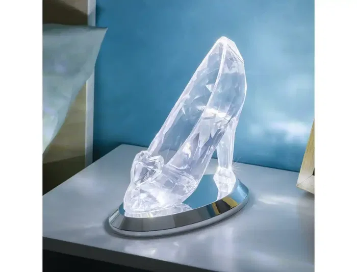 Wondee Lámpara Princesas Disney Cenicienta Forma Zapato de Cristal 3D Iluminación Mágica 19 cm