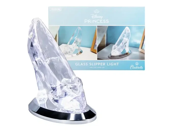 Wondee Lámpara Princesas Disney Cenicienta Forma Zapato de Cristal 3D Iluminación Mágica 19 cm