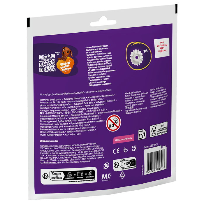 LEGO 30721 Friends Blumenstand mit Rosen (Polybag) - Puesto de Flores con Rosas, Juego de Construcción, 55 Piezas, para Niños y Niñas de 5 Años