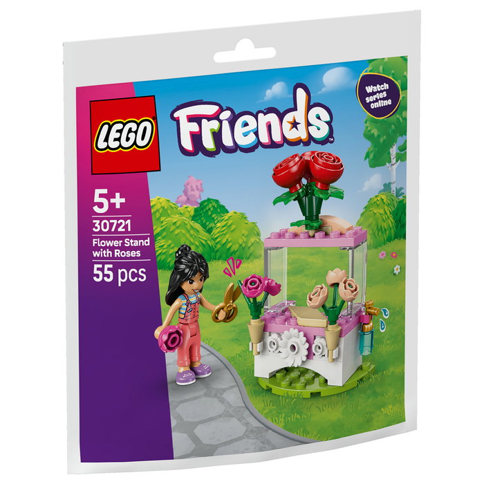 LEGO 30721 Friends Blumenstand mit Rosen (Polybag) - Puesto de Flores con Rosas, Juego de Construcción, 55 Piezas, para Niños y Niñas de 5 Años