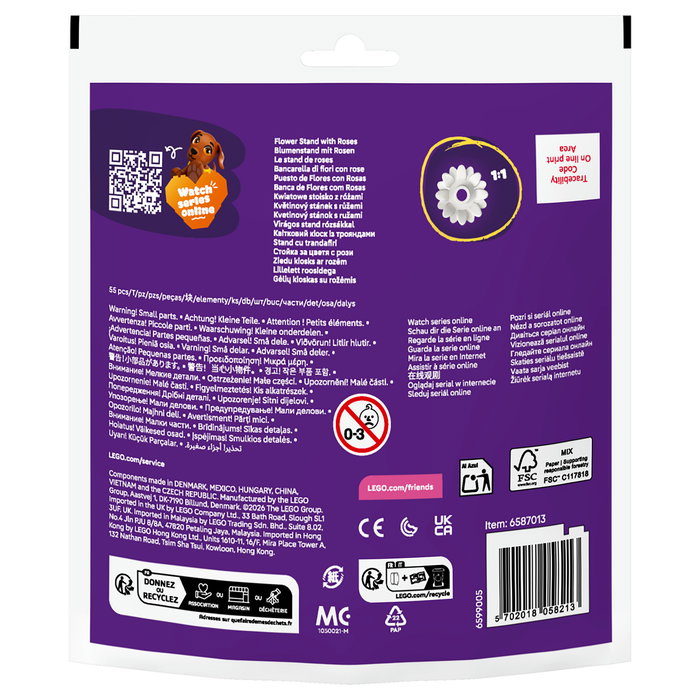 LEGO 30721 Friends Blumenstand mit Rosen (Polybag) - Puesto de Flores con Rosas, Juego de Construcción, 55 Piezas, para Niños y Niñas de 5 Años