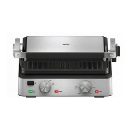 Braun CG 7020 Kontaktgrill - Parrilla eléctrica rectangular 667 cm², rejilla + plancha, 2000 W, negro acero inoxidable