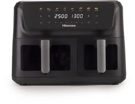 Hisense HAF2700DCD Freidora de Aire Doble 11 Litros Independiente, 2700W, 8 Programas, Función Horneado, Pantalla Táctil, Color Negro