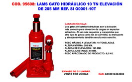 LAMS Gato Hidráulico 10 TN Elevación 205 mm Ref. SI O0001-10T