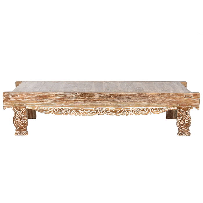 DKD Home Decor Mesa de Centro de Teca Reciclada 200x70x45 Blanco Decapé