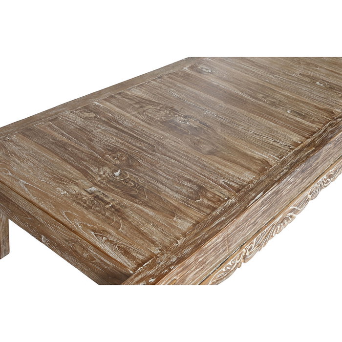 DKD Home Decor Mesa de Centro de Teca Reciclada 200x70x45 Blanco Decapé