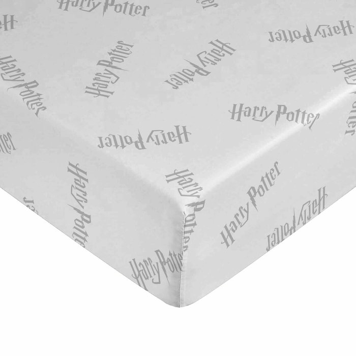 Sábana Bajera Harry Potter Blanco Gris Cama de 160 Sábana Bajera Harry Potter Blanco Gris Cama de 160
