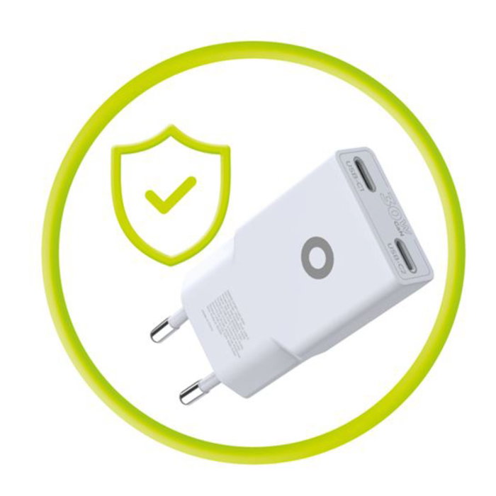 Mobile Origin 30W Slim Charger TÜV MO18 Dual USB-C Blanco