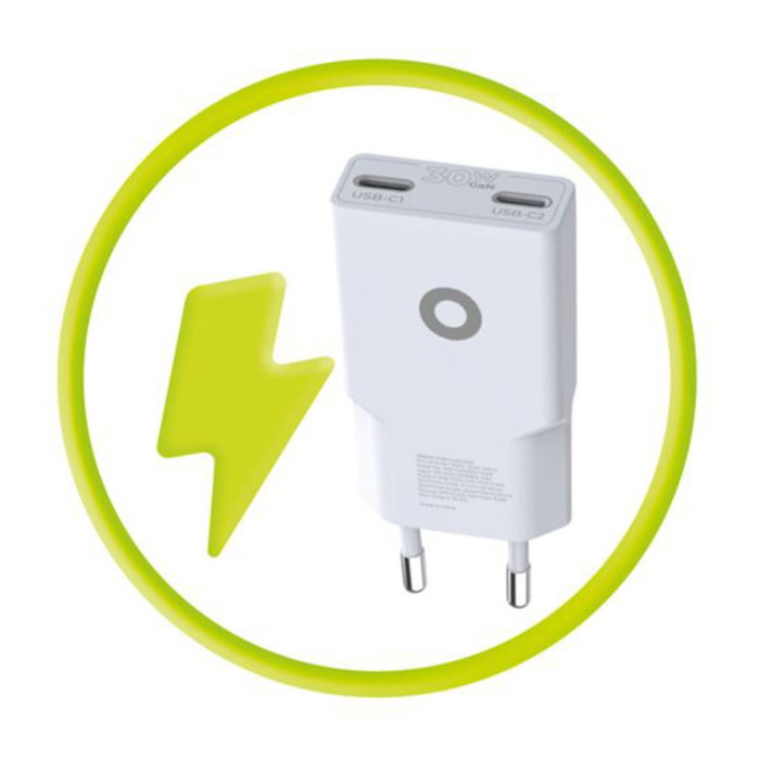 Mobile Origin 30W Slim Charger TÜV MO18 Dual USB-C Blanco