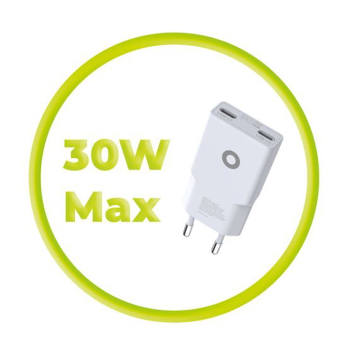 Mobile Origin 30W Slim Charger TÜV MO18 Dual USB-C Blanco