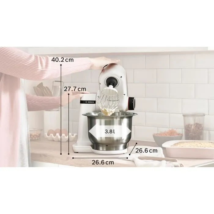 Bosch MUMS2EW00E Procesador de alimentos Serie 2, 700 W, 4 velocidades, Blanco Bosch MUMS2EW00E Procesador de alimentos Serie 2, 700 W, 4 velocidades, Blanco