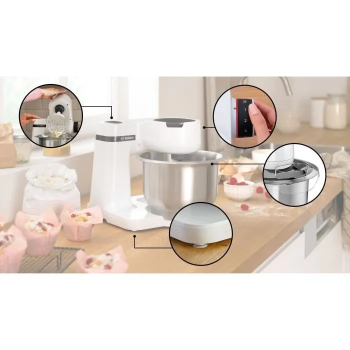 Bosch MUMS2EW00E Procesador de alimentos Serie 2, 700 W, 4 velocidades, Blanco Bosch MUMS2EW00E Procesador de alimentos Serie 2, 700 W, 4 velocidades, Blanco
