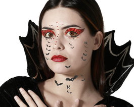Atosa Joyas Faciales Adhesivas con Murciélagos y Ojos Rojos Brillantes