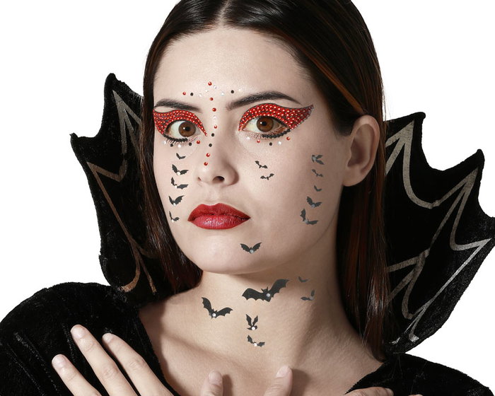 Atosa Joyas Faciales Adhesivas con Murciélagos y Ojos Rojos Brillantes Atosa Joyas Faciales Adhesivas con Murciélagos y Ojos Rojos Brillantes