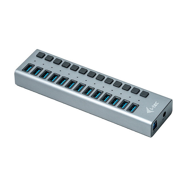 I-TEC Hub USB 3.0 de 13 Puertos con Cargador 60W, color gris