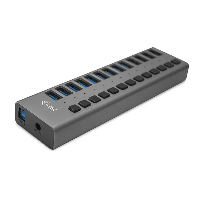 i-tec U3CHARGEHUB13 Hub de Carga USB 3.0 con 13 Puertos y Adaptador 60W, Plug & Play, Compatible con Windows, Mac, Linux, PC, Portátiles y Tabletas, Color Gris