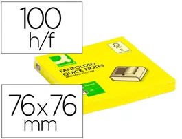 Q-connect Bloc de Notas Adhesivas Quita y Pon Zig-Zag 76x76 mm Amarillo Neón