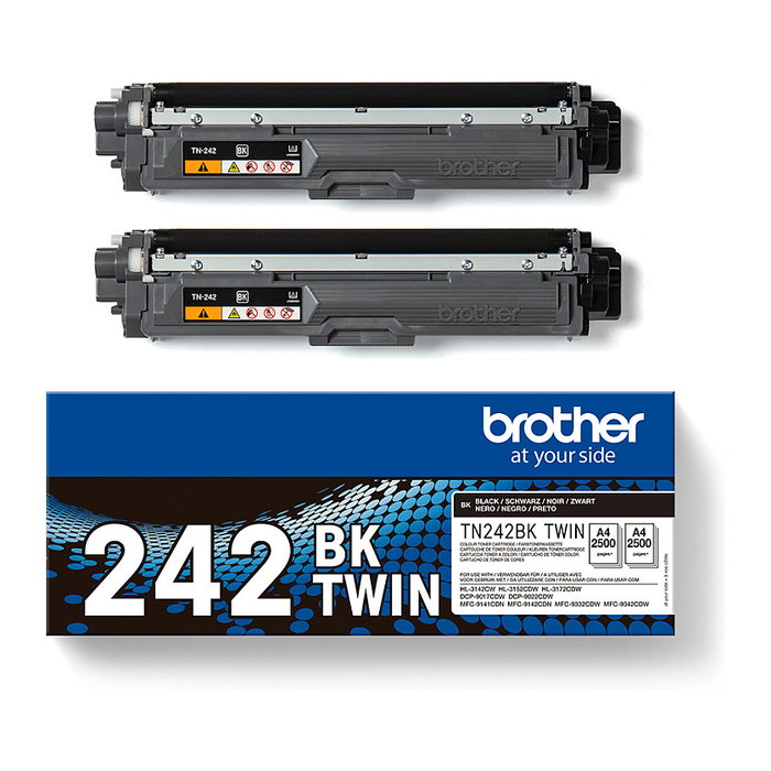Brother TN-242BK TWIN Pack de 2 Cartuchos de Tóner Negro